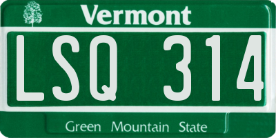 VT license plate LSQ314