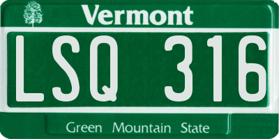 VT license plate LSQ316
