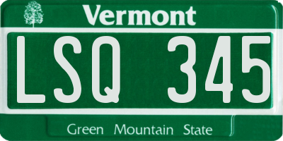 VT license plate LSQ345
