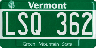 VT license plate LSQ362