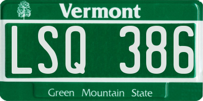 VT license plate LSQ386