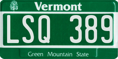 VT license plate LSQ389