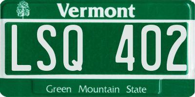 VT license plate LSQ402