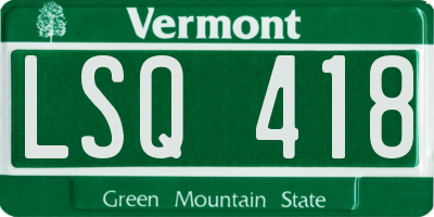 VT license plate LSQ418