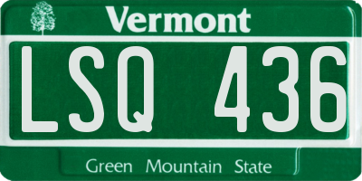 VT license plate LSQ436