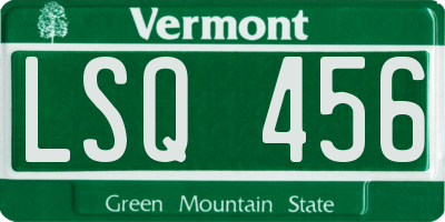 VT license plate LSQ456