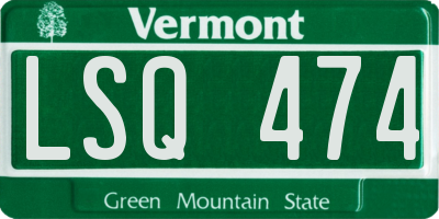 VT license plate LSQ474