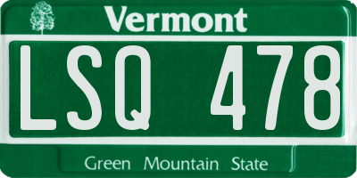 VT license plate LSQ478