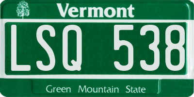 VT license plate LSQ538