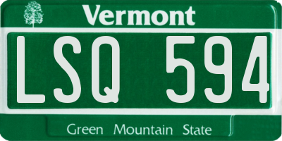 VT license plate LSQ594