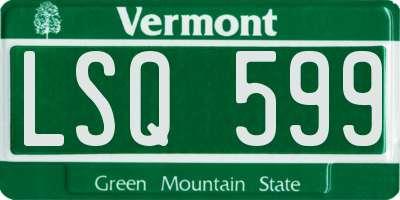 VT license plate LSQ599