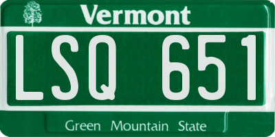 VT license plate LSQ651