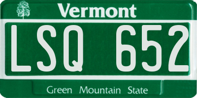 VT license plate LSQ652