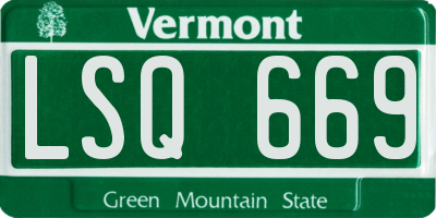 VT license plate LSQ669
