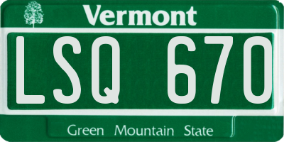 VT license plate LSQ670