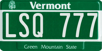 VT license plate LSQ777