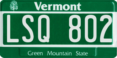 VT license plate LSQ802