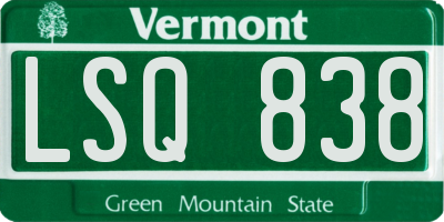 VT license plate LSQ838