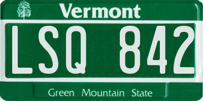 VT license plate LSQ842