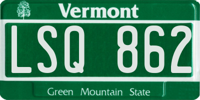 VT license plate LSQ862
