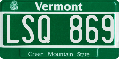VT license plate LSQ869