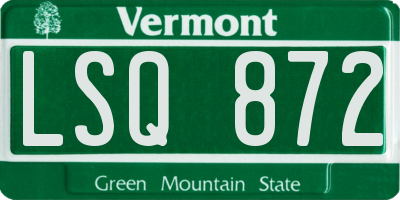 VT license plate LSQ872