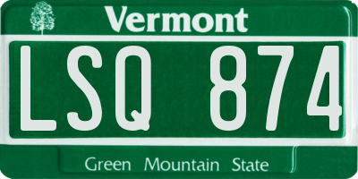 VT license plate LSQ874