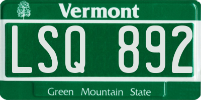 VT license plate LSQ892