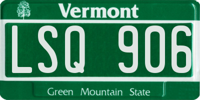 VT license plate LSQ906