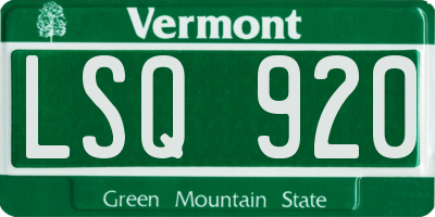 VT license plate LSQ920