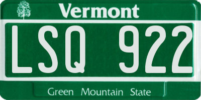 VT license plate LSQ922