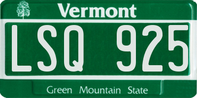 VT license plate LSQ925