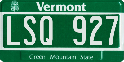 VT license plate LSQ927