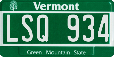 VT license plate LSQ934