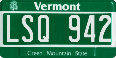 VT license plate LSQ942