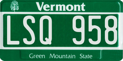 VT license plate LSQ958