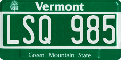 VT license plate LSQ985
