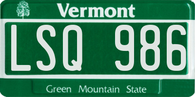 VT license plate LSQ986