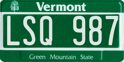 VT license plate LSQ987