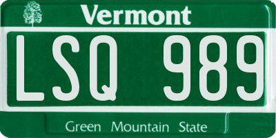 VT license plate LSQ989