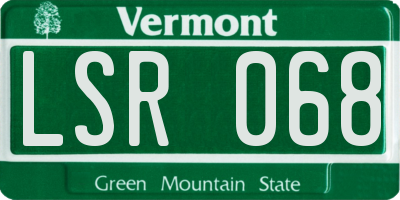 VT license plate LSR068
