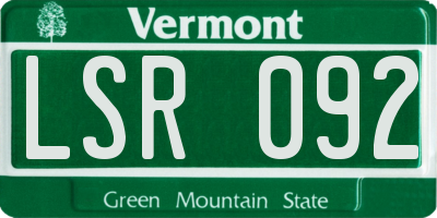 VT license plate LSR092