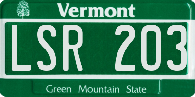 VT license plate LSR203