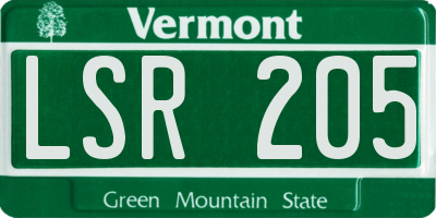 VT license plate LSR205