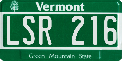 VT license plate LSR216