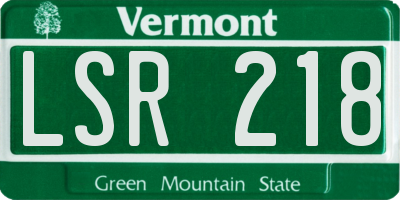 VT license plate LSR218