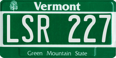VT license plate LSR227