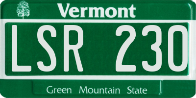 VT license plate LSR230