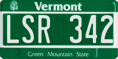 VT license plate LSR342