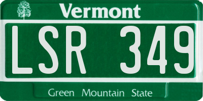 VT license plate LSR349